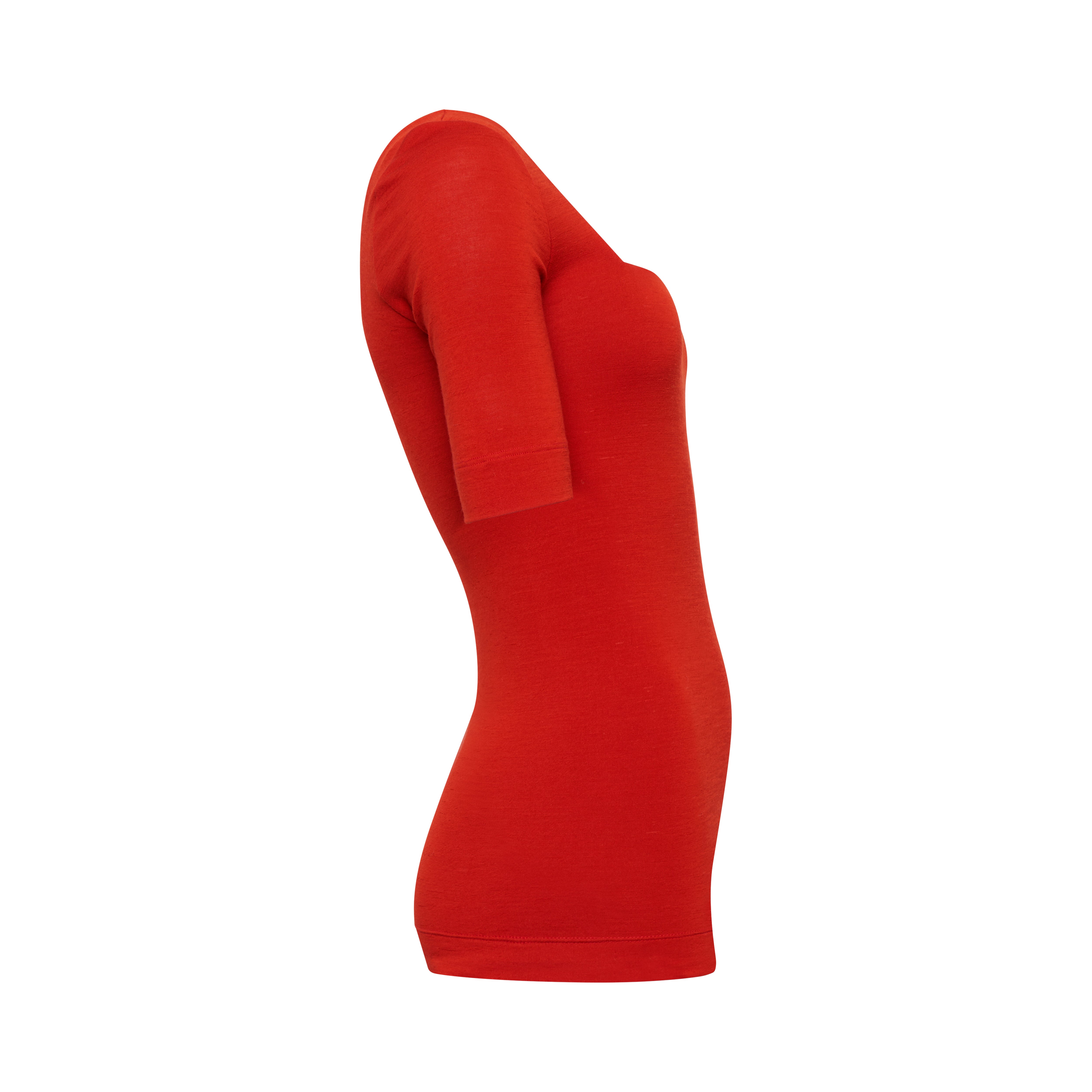 MIA top hollowman, square-neck silhouette, side-view, burnt red