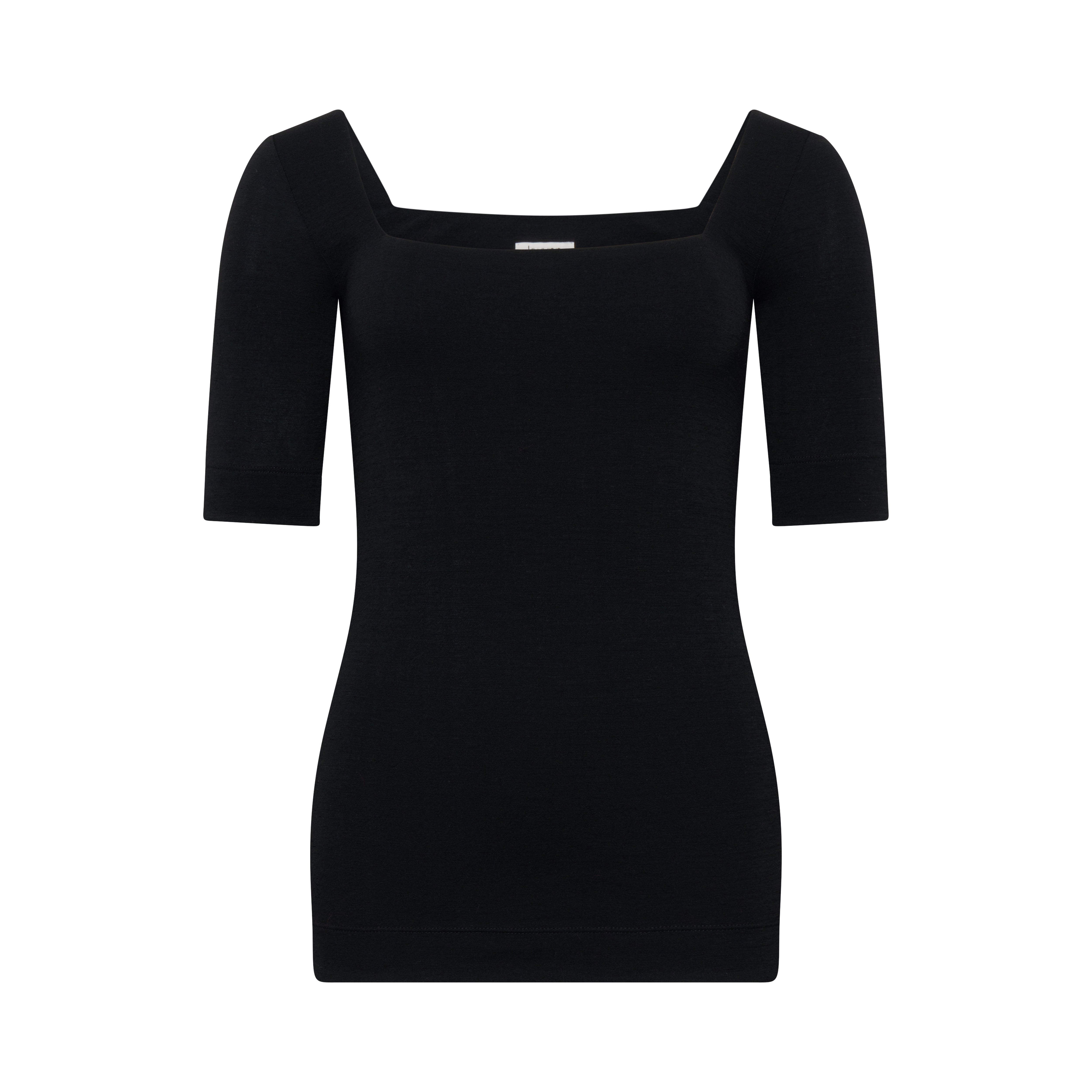 MIA top hollowman, square-neck silhouette, half-sleeve, extra long, black