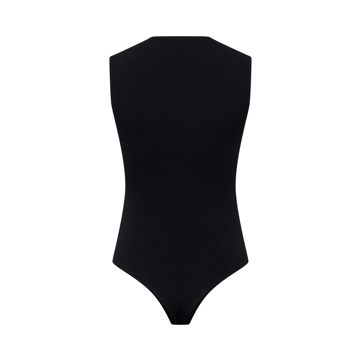 EMMI bodysuit hollowman, sweetheart and raised-back neckline, back view, black