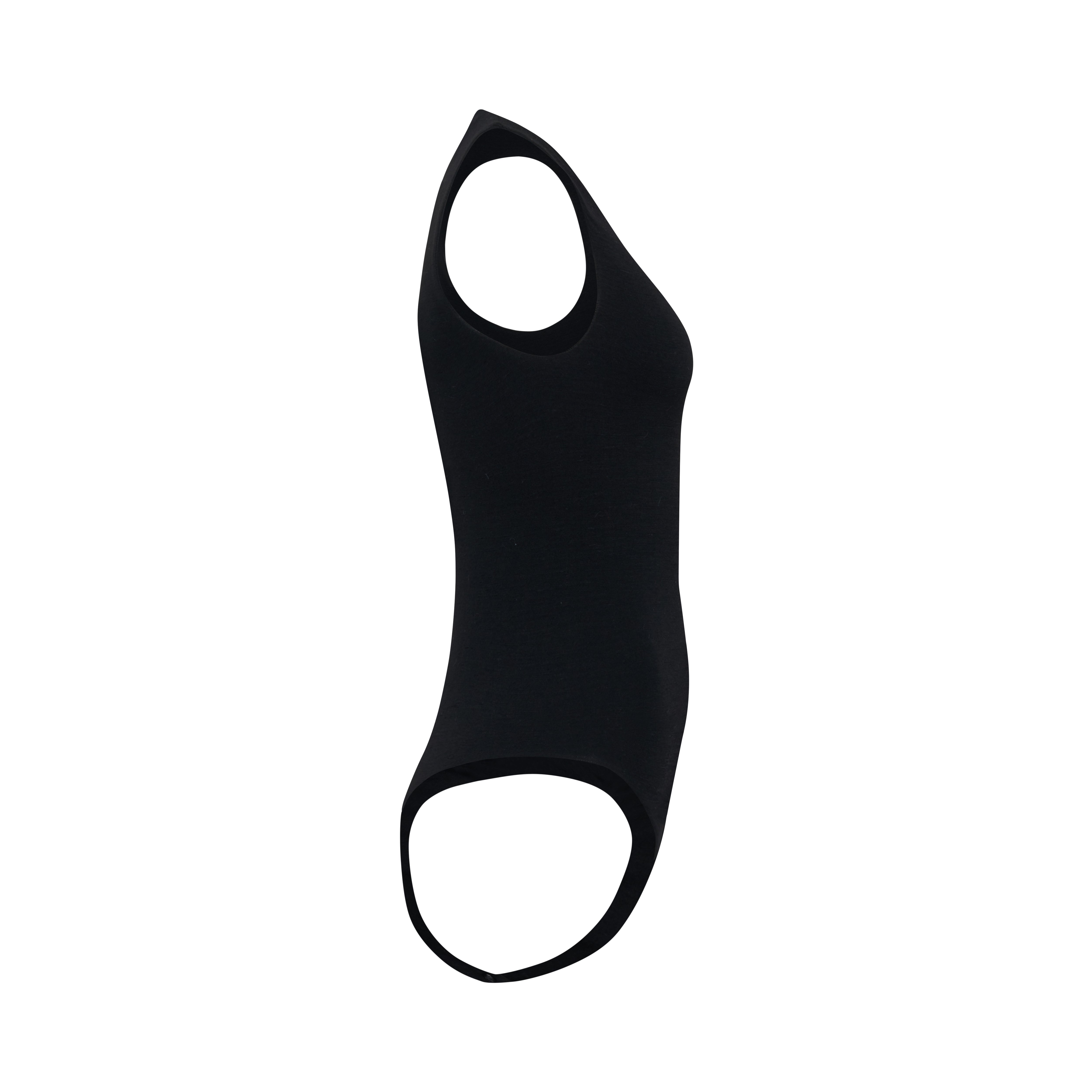 CLEO bodysuit hollowman, side view, seamless bodice, black
