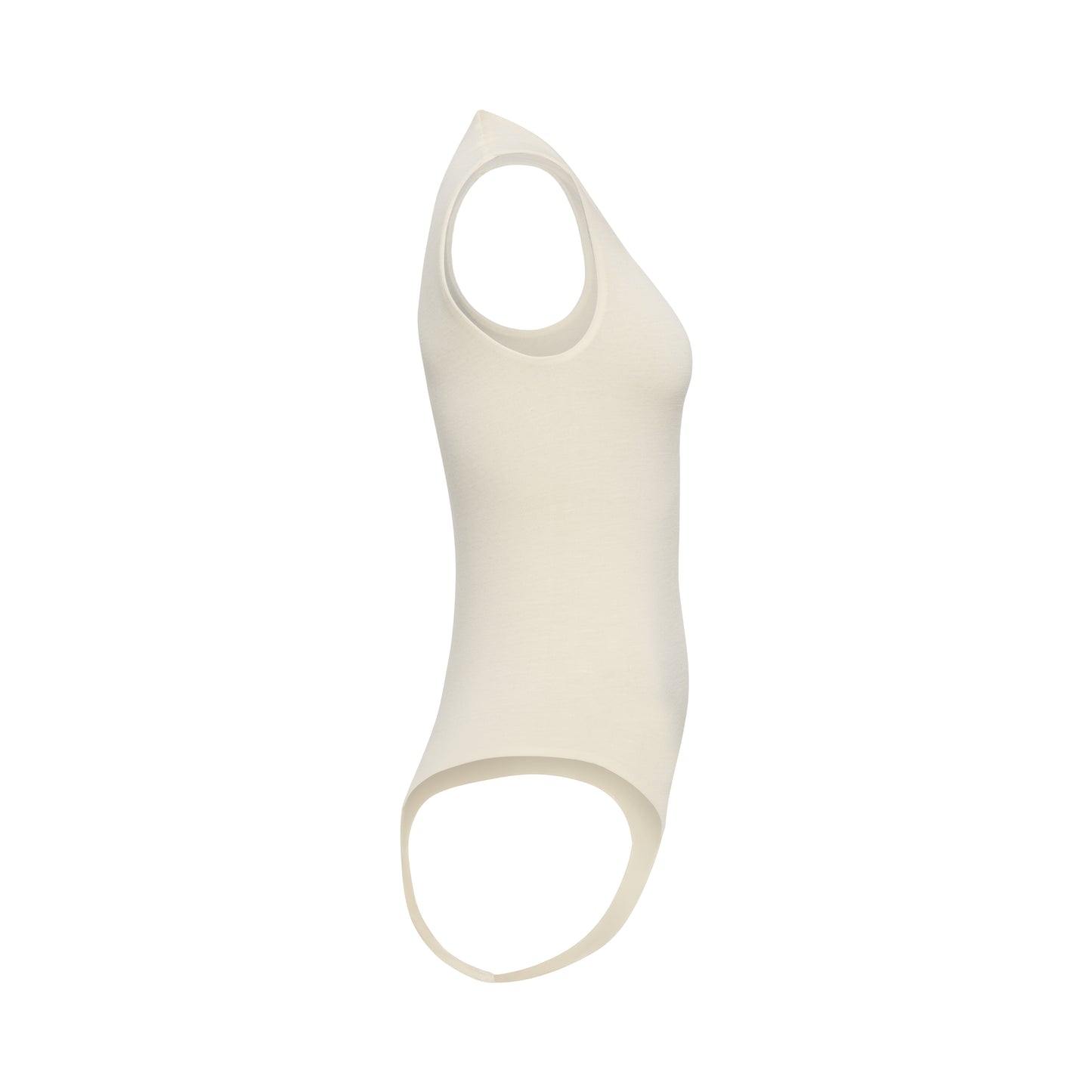 EMMI bodysuit hollowman, side view, bright cream