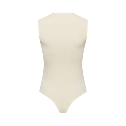 EMMI bodysuit hollowman, back view, bright cream