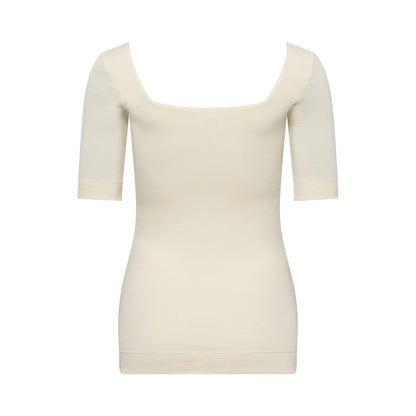 MIA top hollowman, squareneck, half sleeve, back view, bright cream