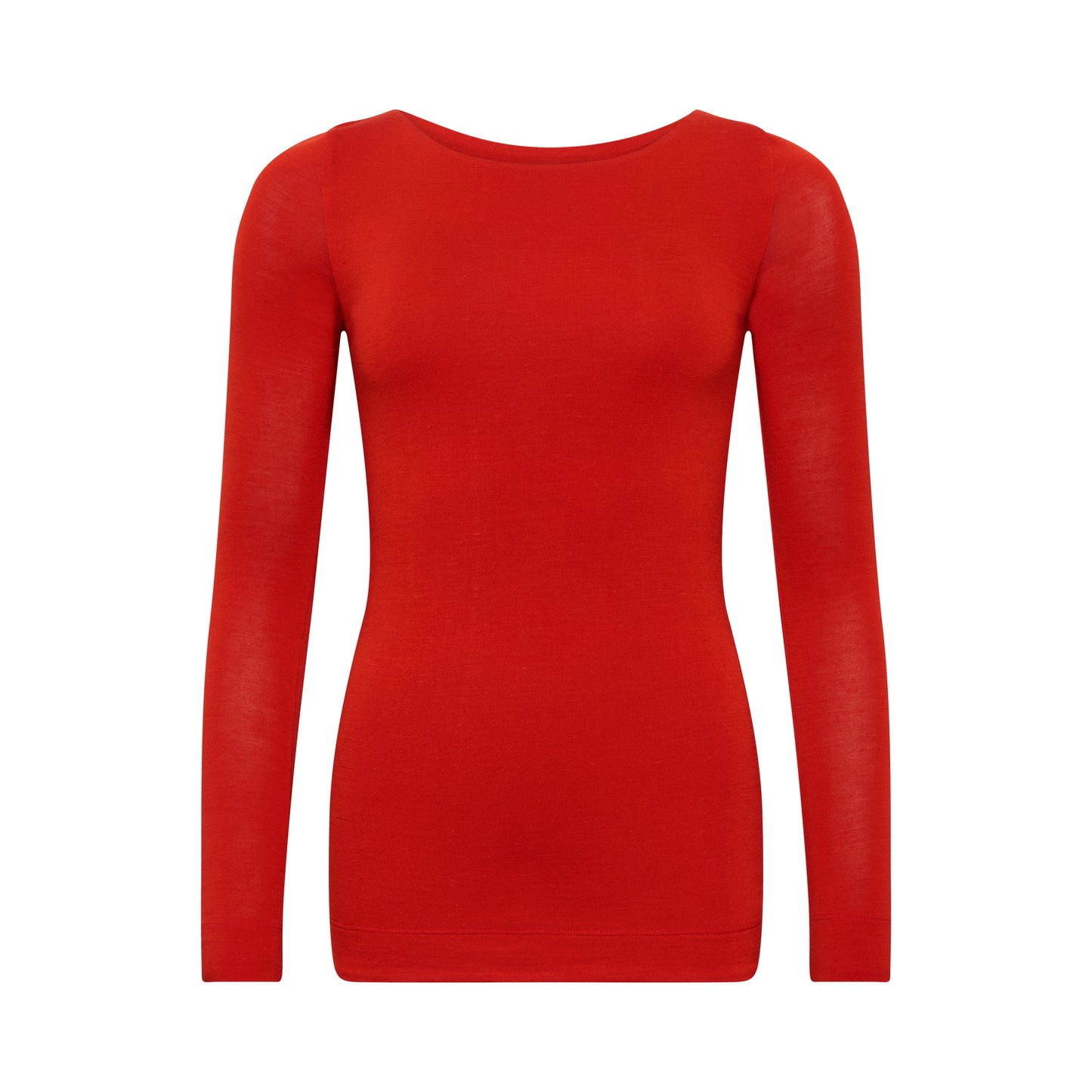 VALENTINA top hollowman, boatneck neckline and long-sleeve silhouette, burnt red