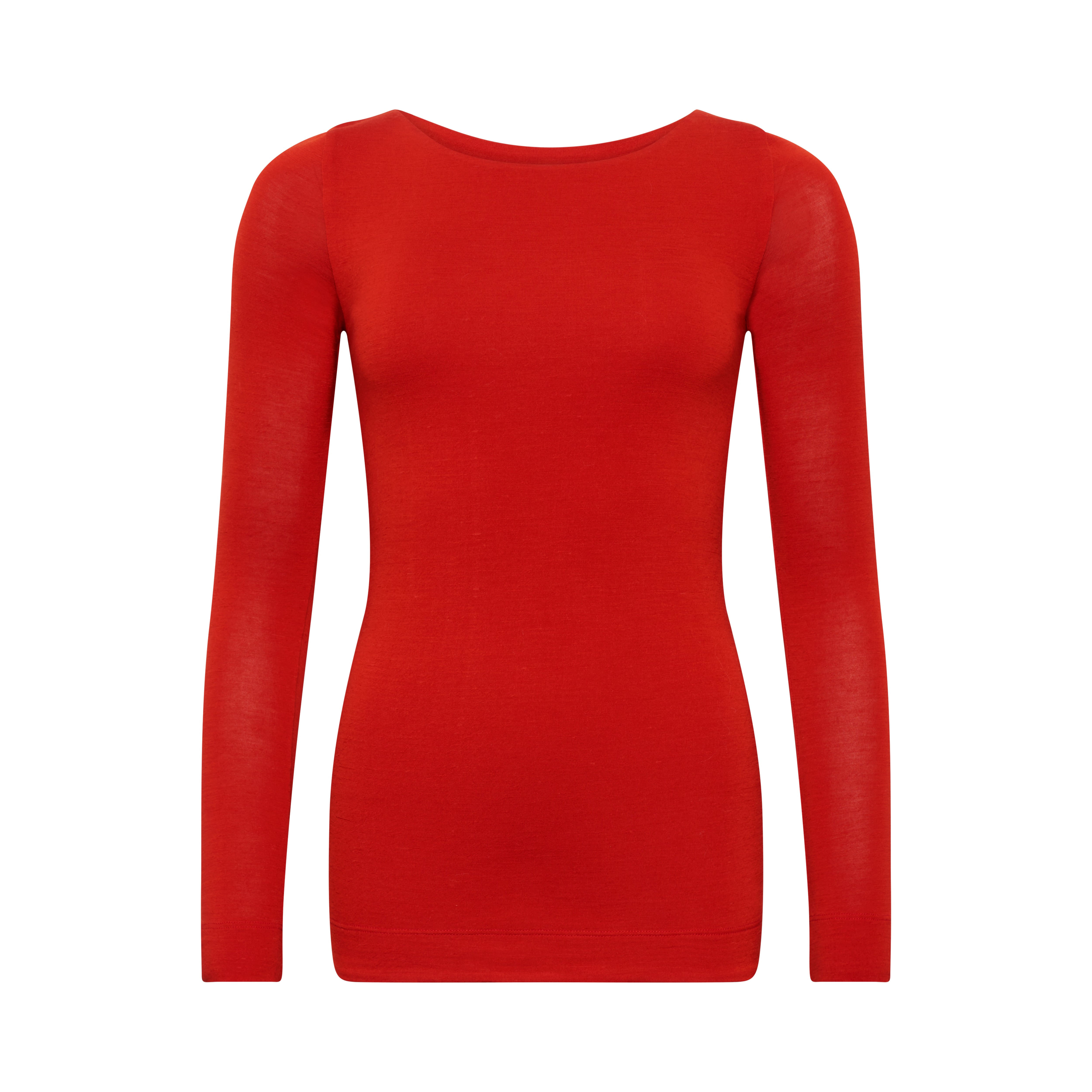 VALENTINA top hollowman, boatneck neckline and long-sleeve silhouette, burnt red
