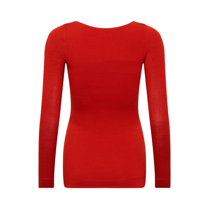 VALENTINA top hollowman, boatneck, back view, burnt red