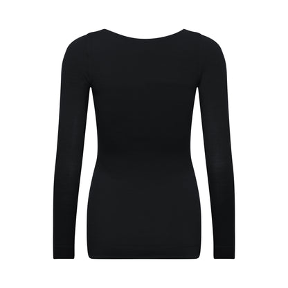 VALENTINA top hollowman, boatneck, back view, black