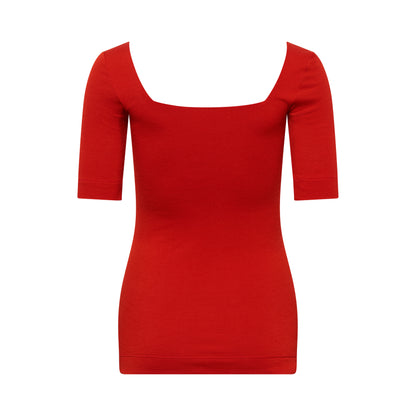 MIA top hollowman, square-neck back silhouette, burnt red