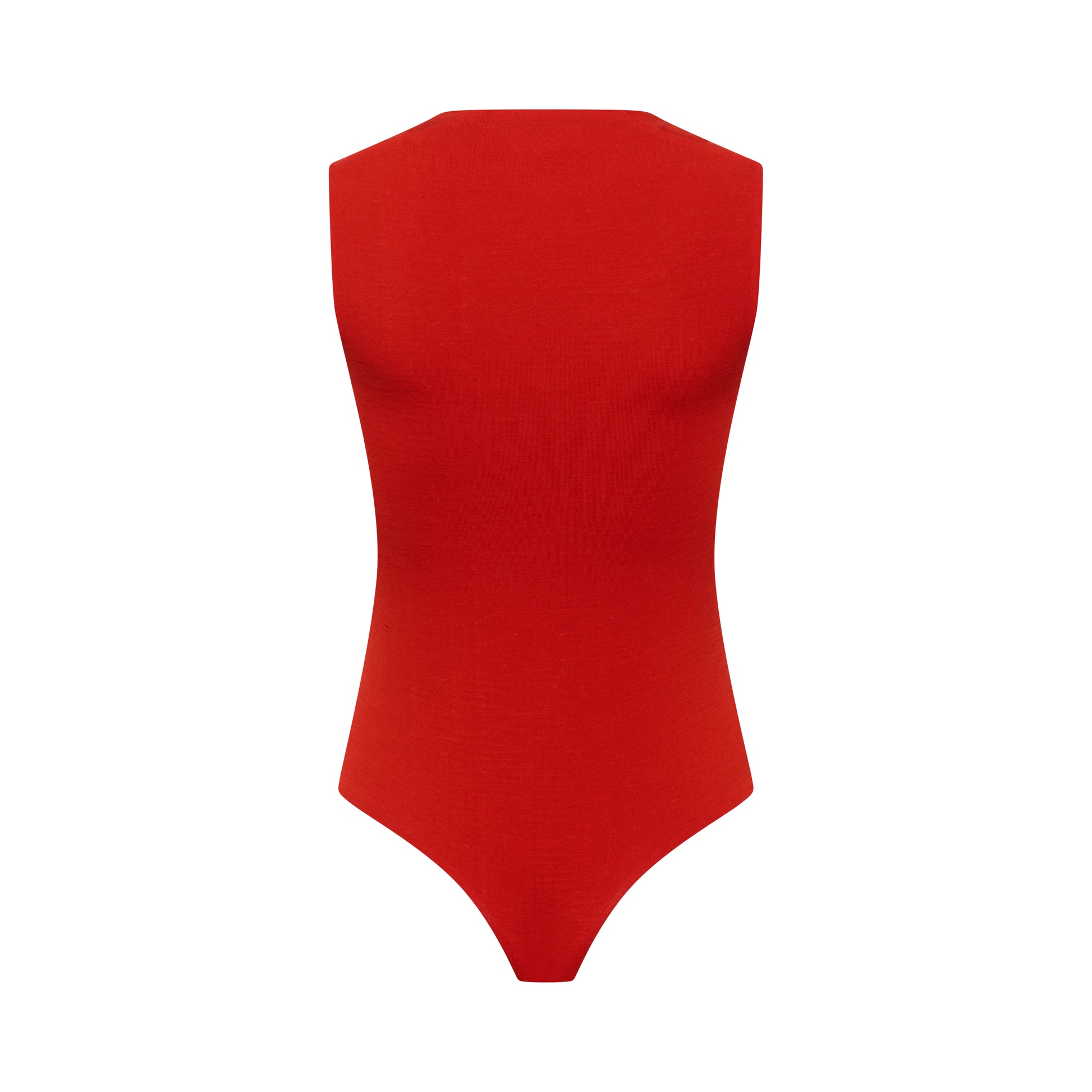 EMMI bodysuit hollowman, back view, burnt red