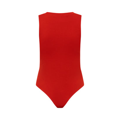 CLEO bodysuit hollowman, back view, burnt red