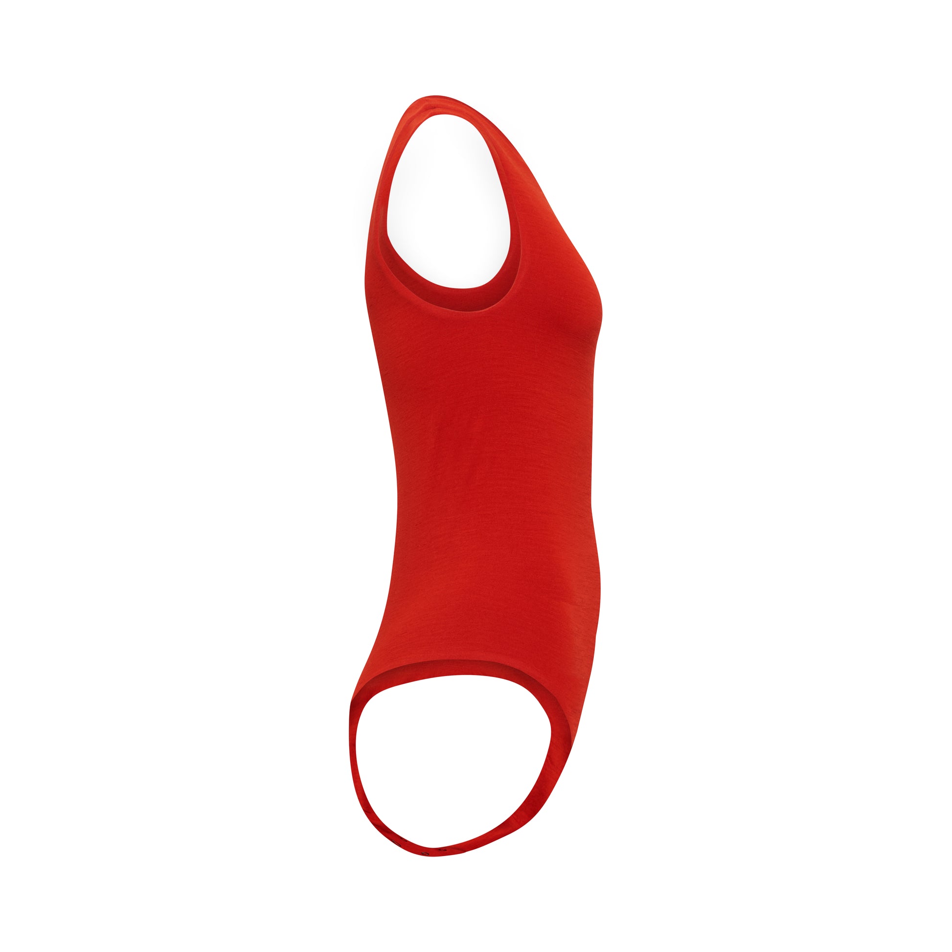 CLEO bodysuit hollowman, side view, burnt red