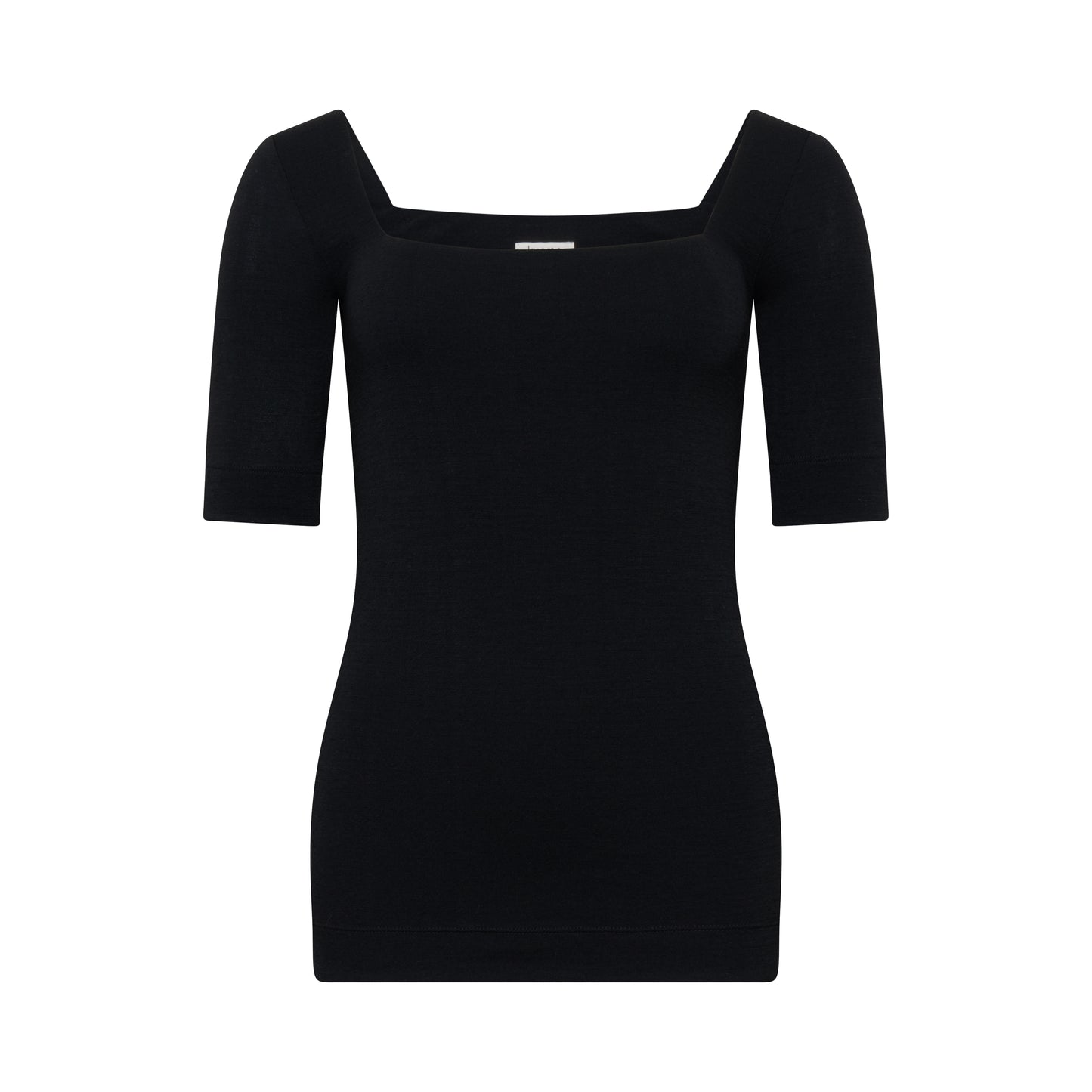 MIA top hollowman, square-neck silhouette, half-sleeve, extra long, black
