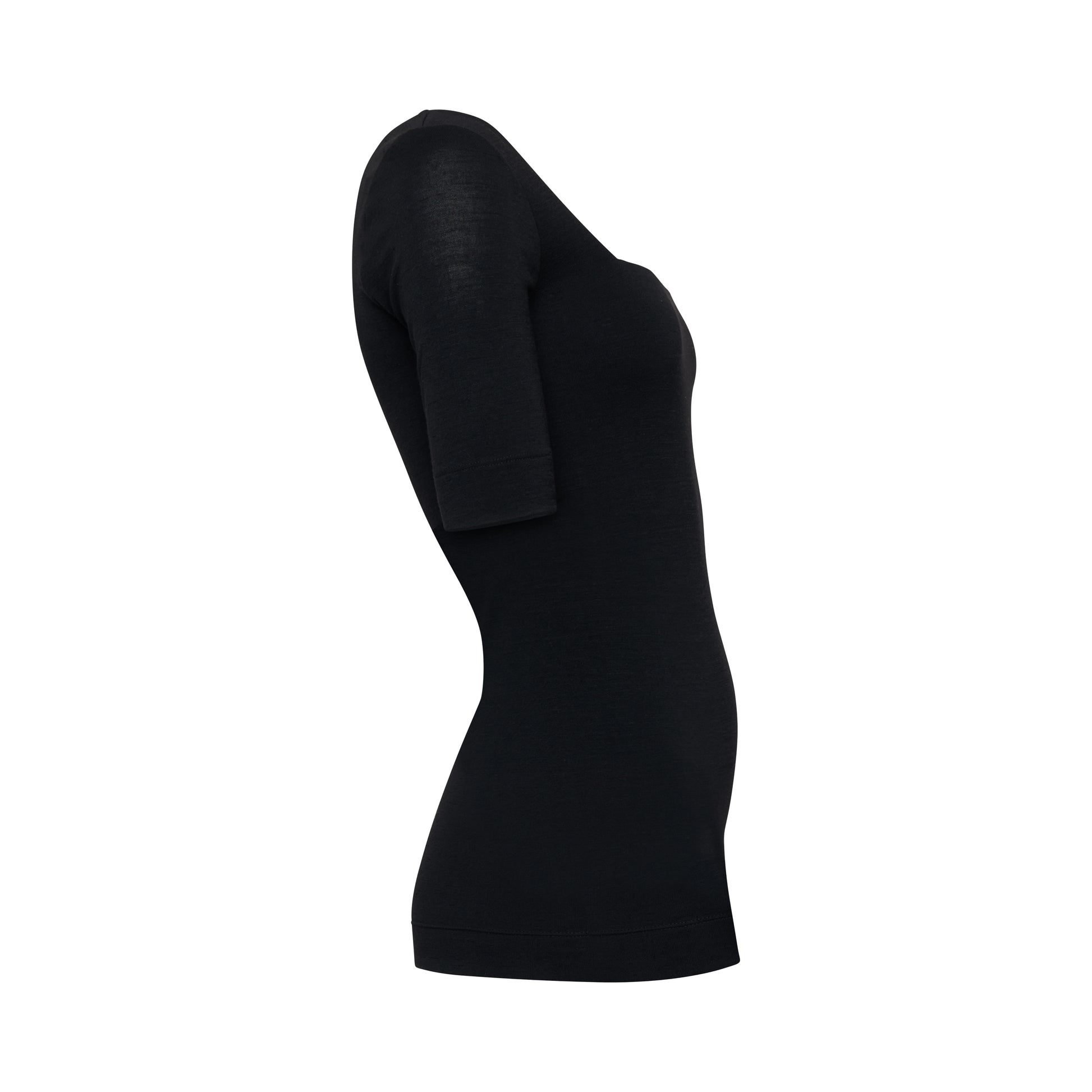 MIA top hollowman, square-neck, half sleeve, side view, black