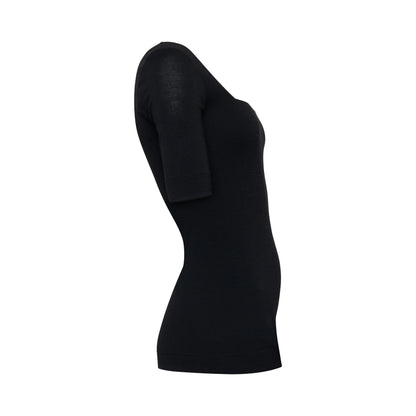 MIA top hollowman, square-neck, half sleeve, side view, black