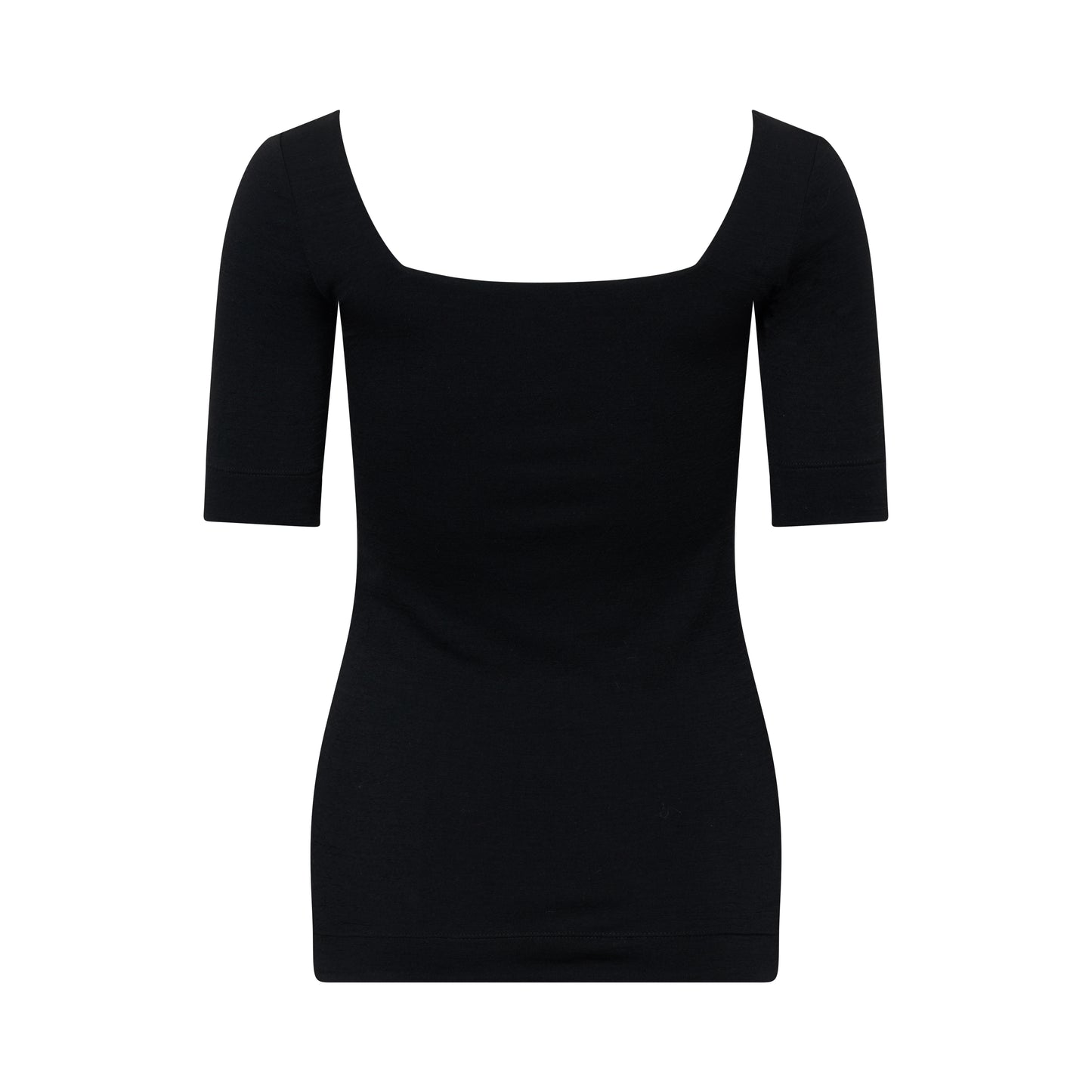 MIA top hollowman, square-neck silhouette back view, half sleeve, black