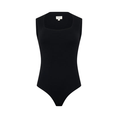 EMMI bodysuit hollowman, sweetheart neckline and seamless construction, black