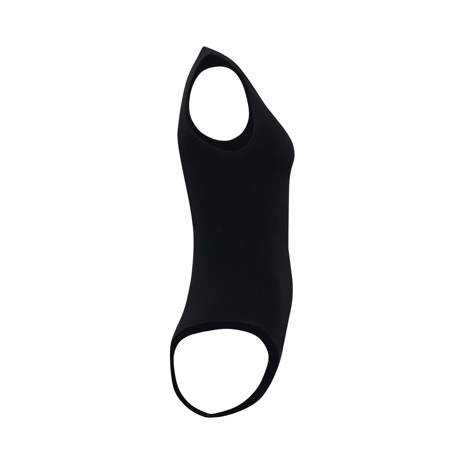 CLEO bodysuit hollowman, side view, seamless bodice, black
