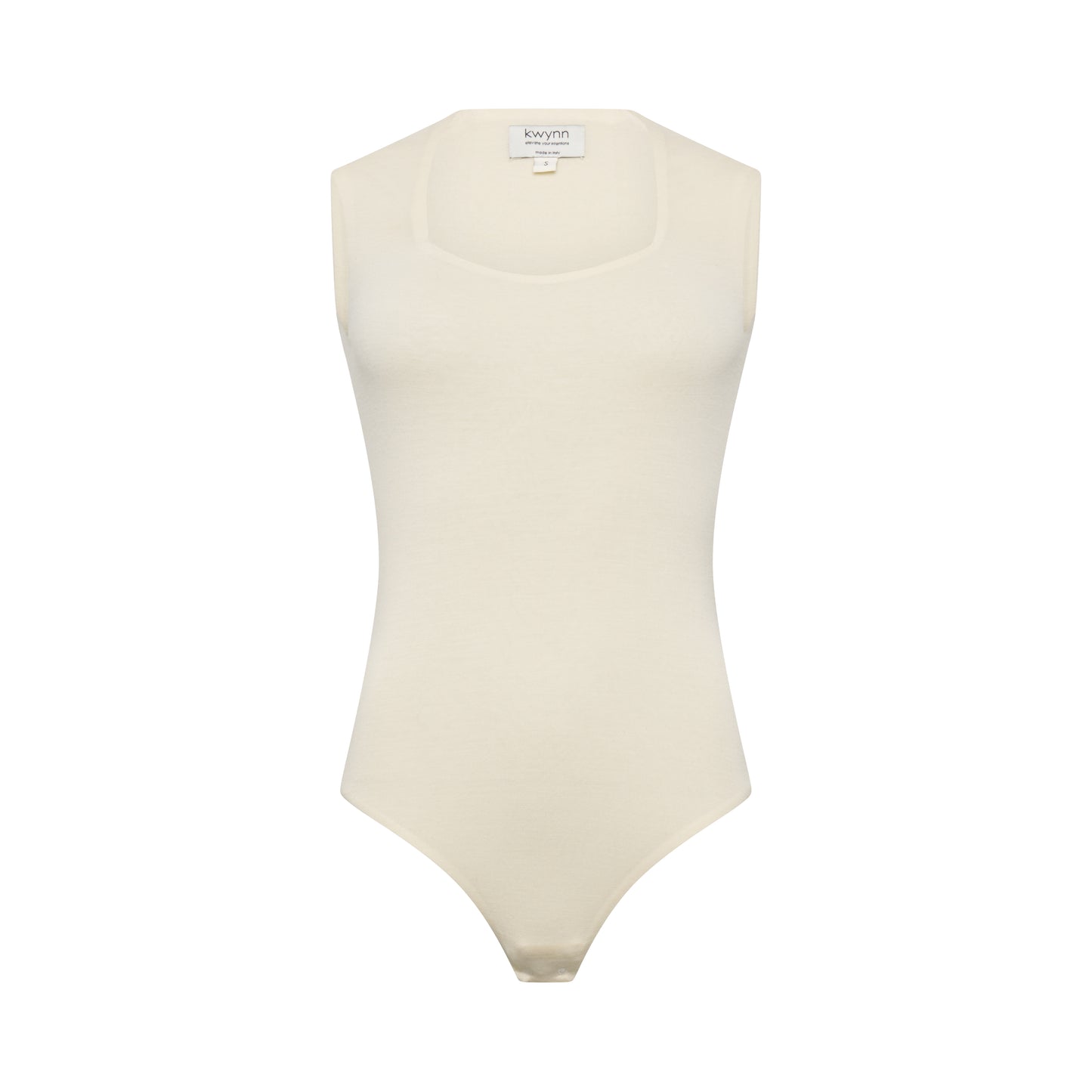 EMMI bodysuit hollowman, sweetheart neckline with raised back neckline and seamless construction, bright cream
