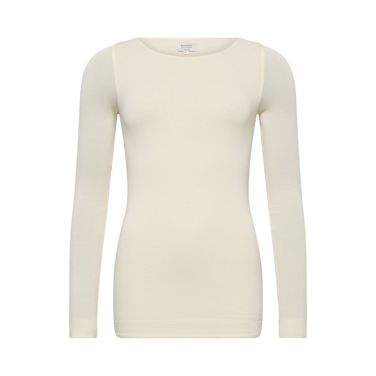 VALENTINA top hollowman, boatneck neckline and long-sleeve silhouette, bright cream