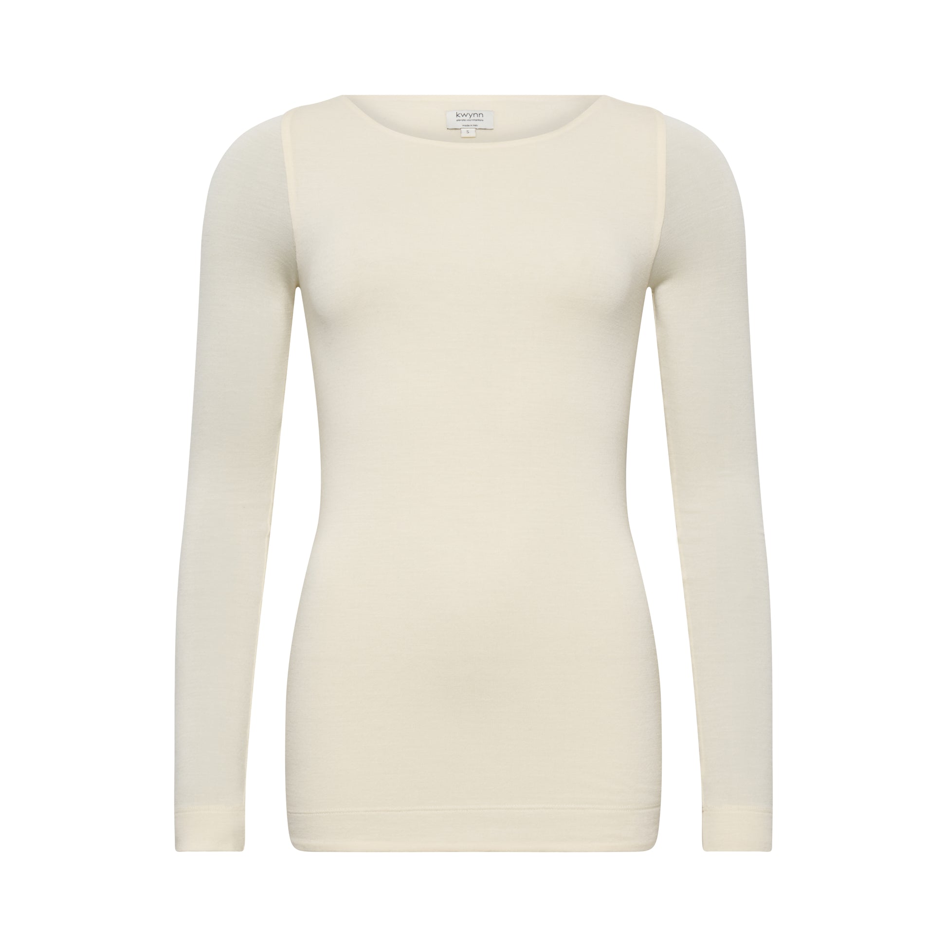 VALENTINA top hollowman, boatneck neckline and long-sleeve silhouette, bright cream